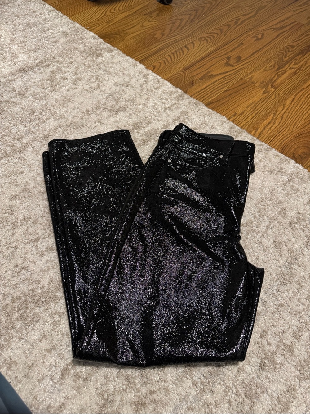 Black Patent Leather High-Rise Women's Jeans
